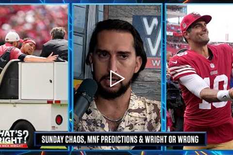 Trey Lance is out & Jimmy G is back at QB, gives MNF Predictions, Wright or Wrong | What's..