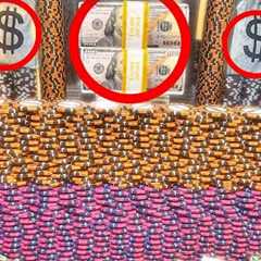 *CRAZY* KNOCKING DOWN THE “HUGEST” POKER CHIP WALL INSIDE THE COIN PUSHER MACHINE! (MEGA JACKPOT)
