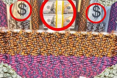 *CRAZY* KNOCKING DOWN THE “HUGEST” POKER CHIP WALL INSIDE THE COIN PUSHER MACHINE! (MEGA JACKPOT)