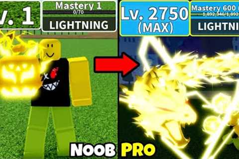 Beating Blox Fruits with Full Lightning Awakening! Got Max Level + Max Mastery Noob to Pro!